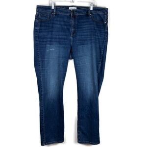 Lane Bryant Signature Fit Flex Magic Mid Rise Straight Denim Jeans in Blue